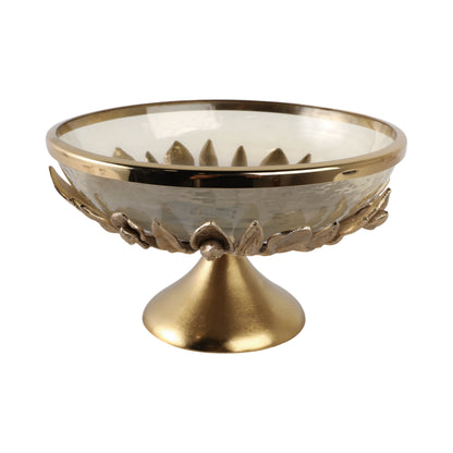 13" Eaves Glass And Metal Bowl