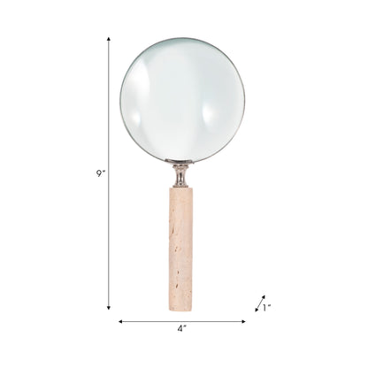 4" Travertine Handle Magnifying Glass, Tan