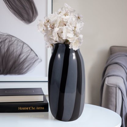 EV19436-03  14" CAHAN LARGE BLACK STRIPED VASE( Sagebrook Home  )