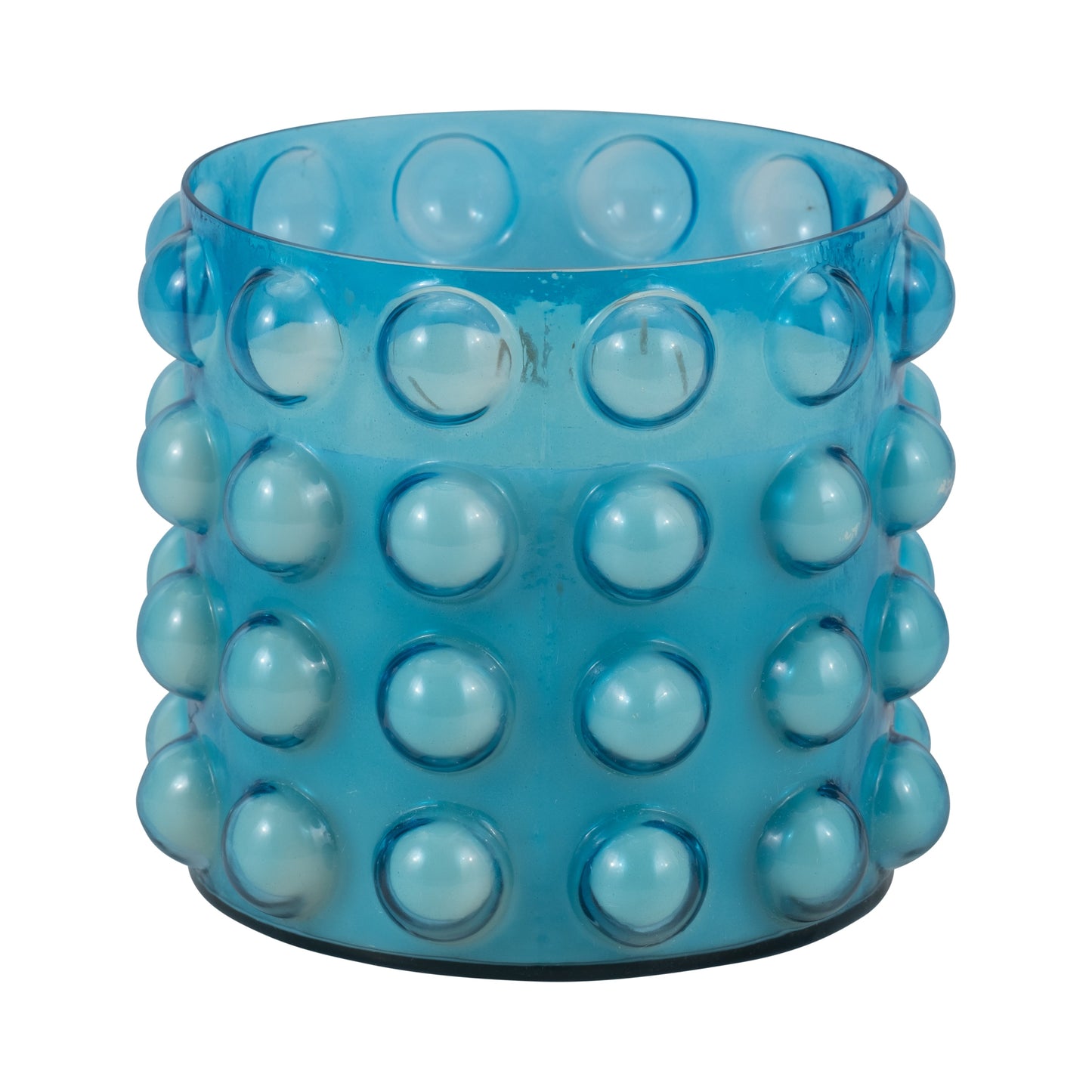 Glass, 9" 81 Oz Bubble Candle, Blue