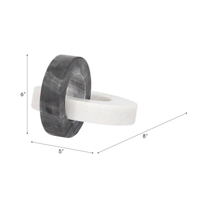 Marble, 8" Double Ring, White/black