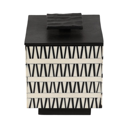 S/2 7/10" Gobiel Black & White Resin Boxes