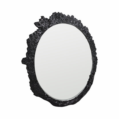 35" Eron Metal Wall Mirror, Black