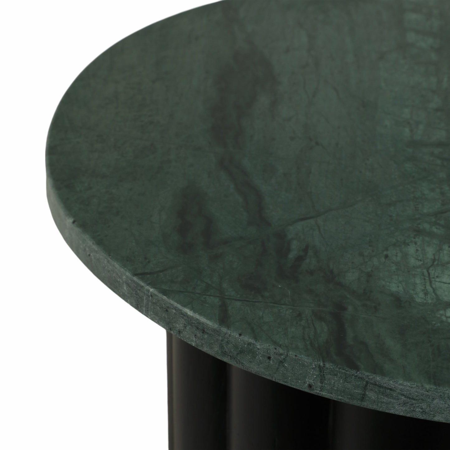 20" Large Ribbed Accent Table Marble Top, Blk/grn