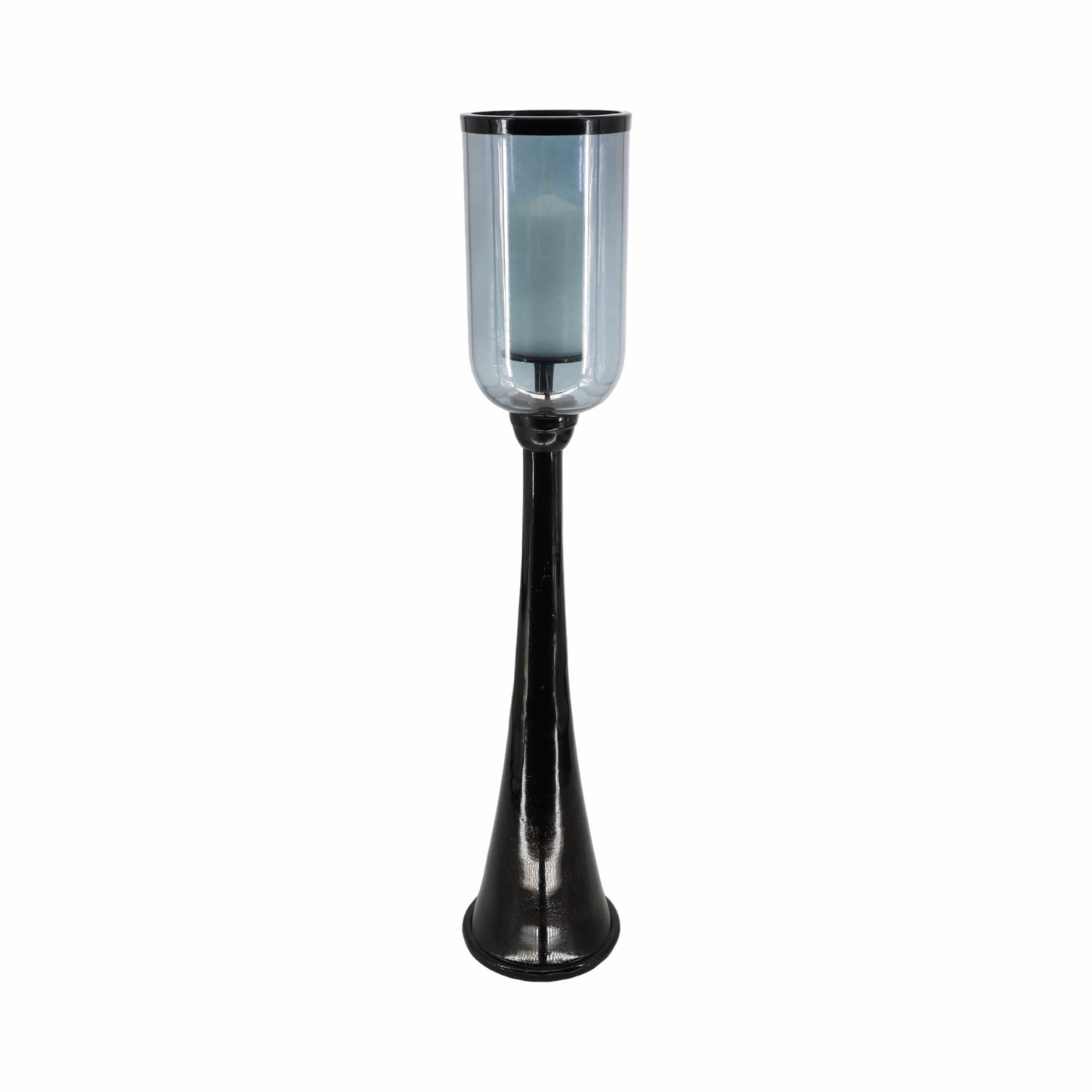 34" Ember Small Black Glass Candle Hurricane