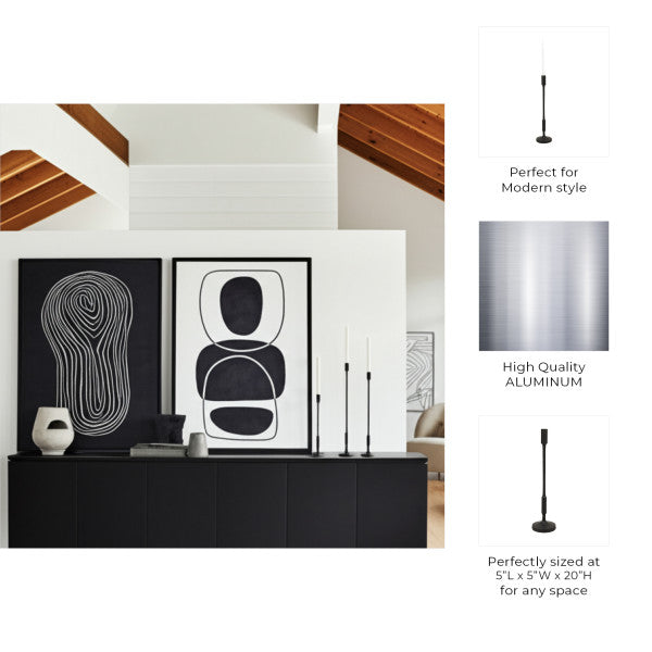 16976-01 | METAL, 20"H TAPER CANDLE HOLDER, BLACK