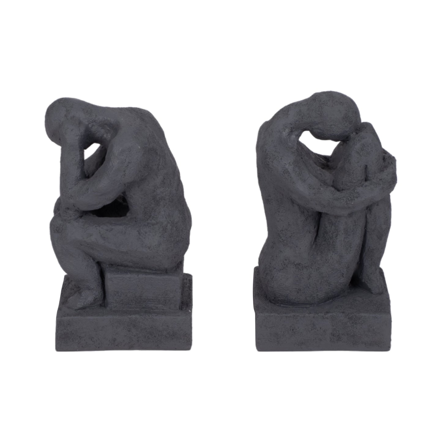 S/2 7" Thinking Man Bookends, Charcoal