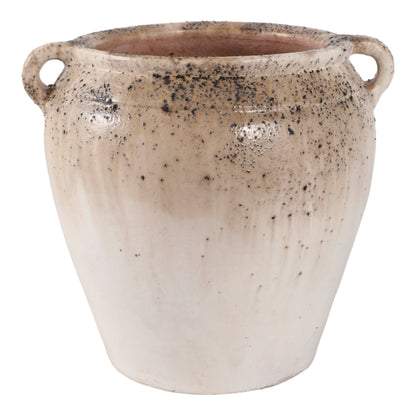 12x7" Textured Terracotta 2-handle Vase,ivry/brwn