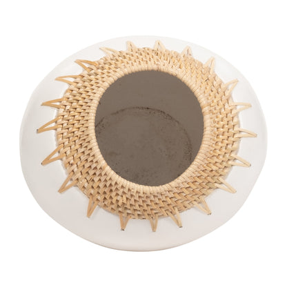 TERRACOTTA, 12"H VASE, WHITE/BROWN