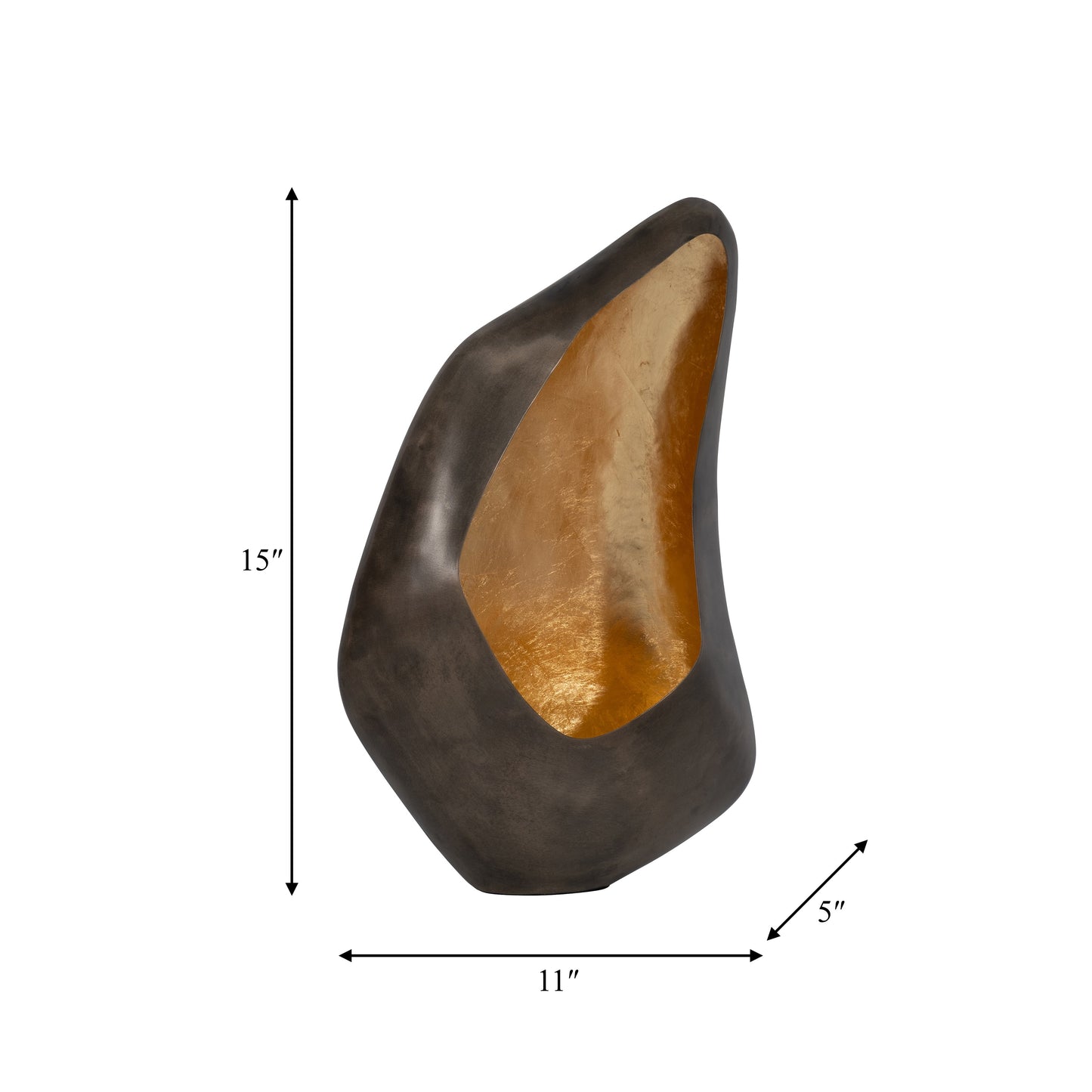 METAL, 16" LEAF FLOOR VOTIVE HOLDER, GOLD