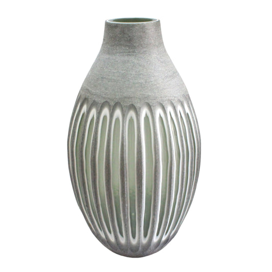 EV19644-02  15" WALLACE CREAM SMALL GLASS VASE( Sagebrook Home  )