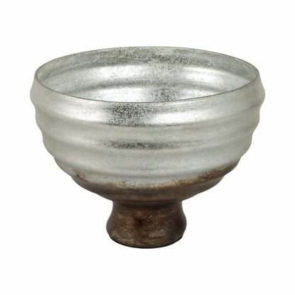 9" Glass Pedestal Bowl Ombre Finish, Multi