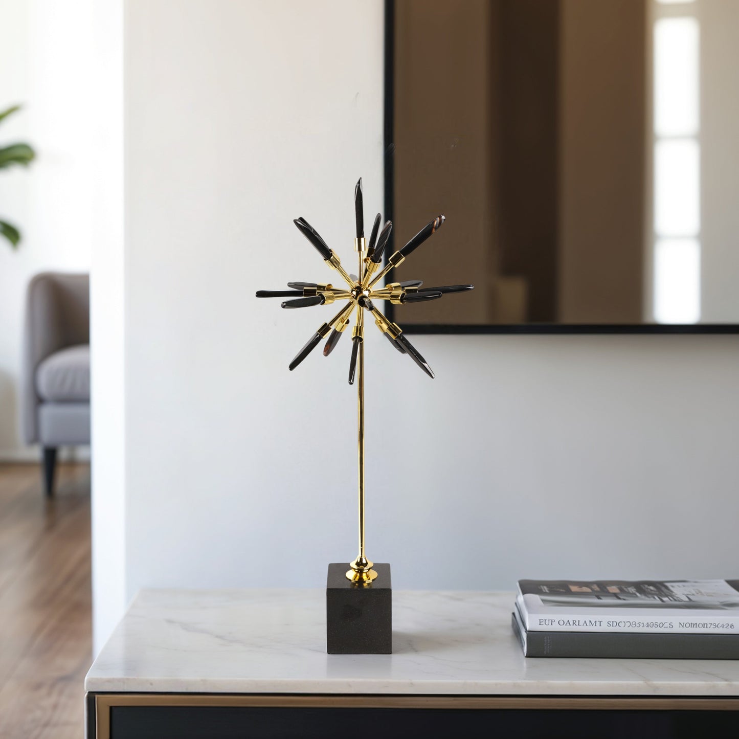 21" Darra Large Black Stone Starburst Statuary