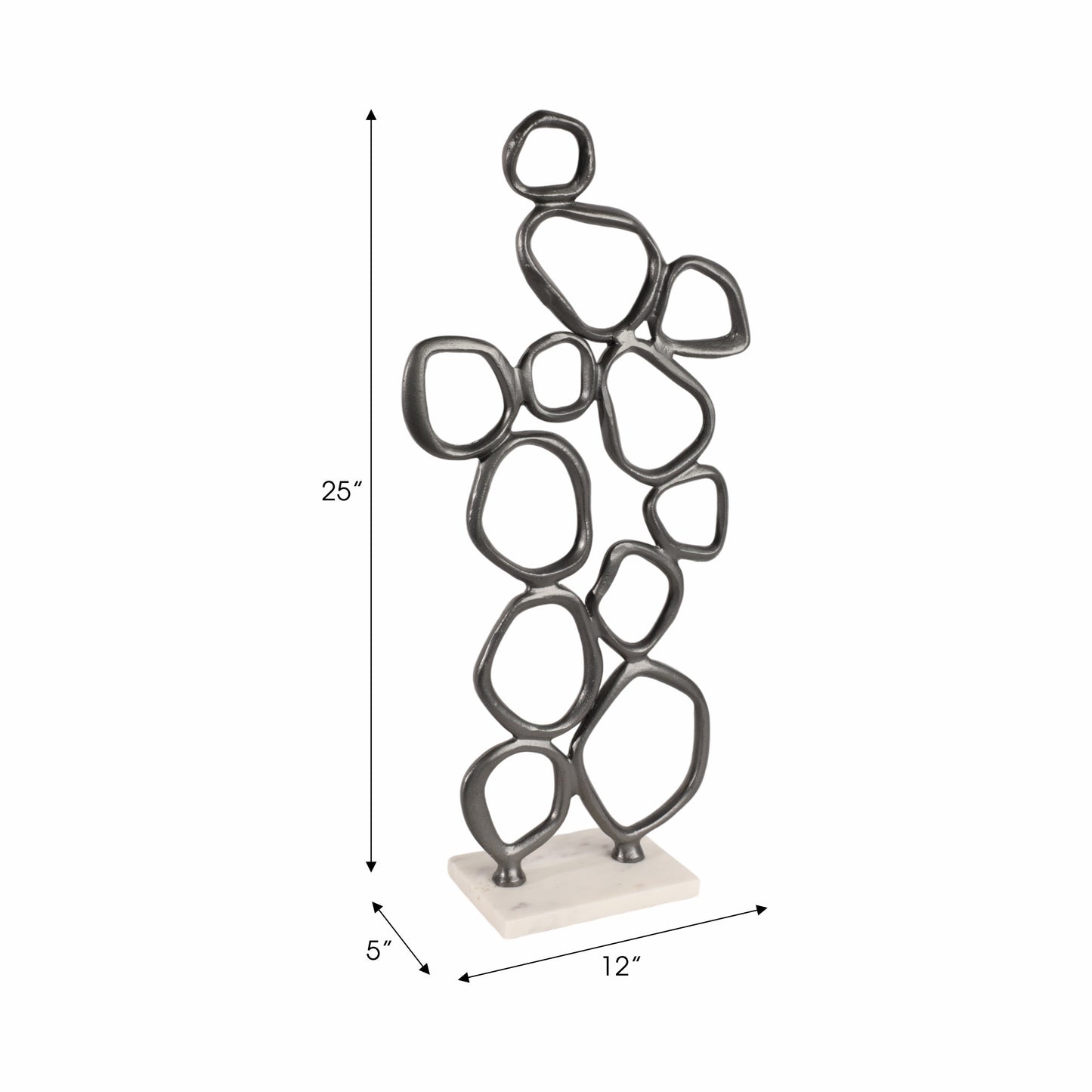 25" Tidus Small Ring Statuary, Black