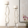 Feamelo Ivory Stone Candleholders, S/2