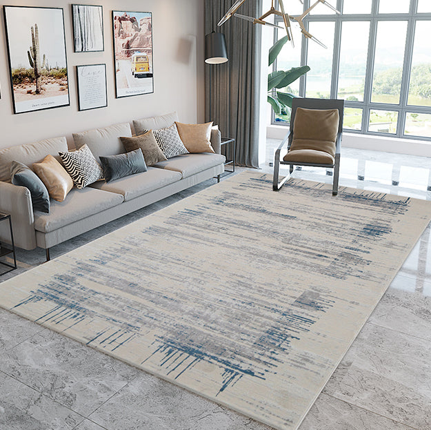 Blue Striped off-white rug