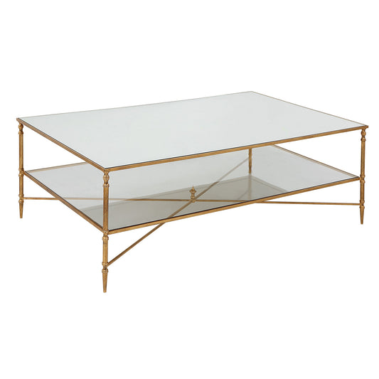 Henzler Champagne Rectangle Coffee Table with Mirror Top