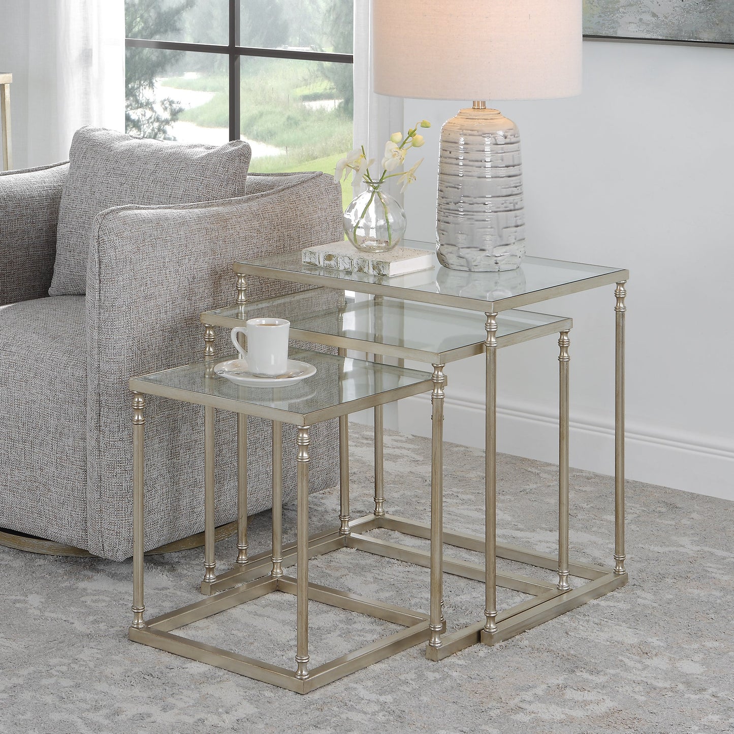 24067-N-UTT |Henzler 62 W x 46 H x 63 D Nesting Table - Mirror Top