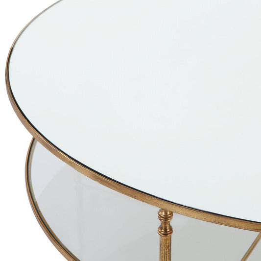 24303-N-utt| Henzler Round Coffee Table with Mirror Top