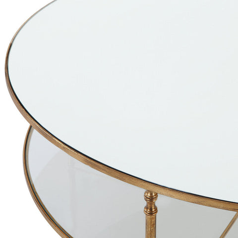 24303-N-utt| Henzler Round Coffee Table with Mirror Top