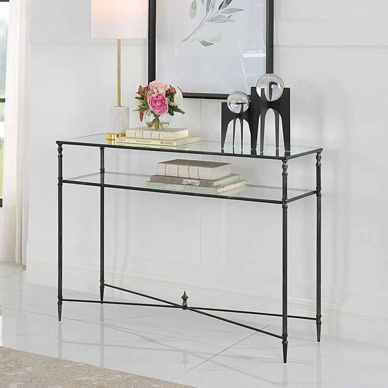 24278-C-UTT |Henzler 114 W x 83 H x 35 D Rectangle Console Table with Mirror Top