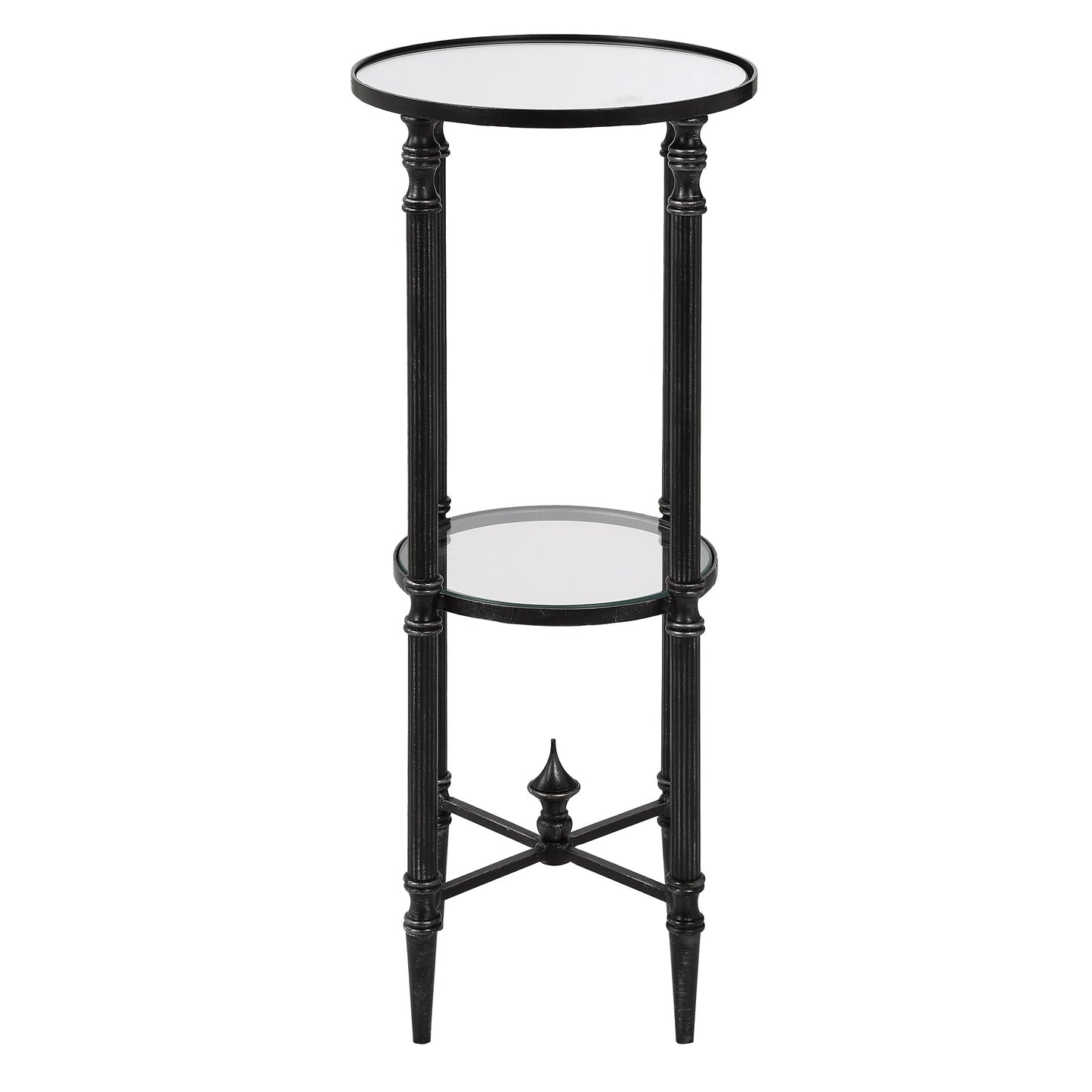 Henzler 22 W x 58 H x 22 D Silver Round Accent Table with Mirror Top