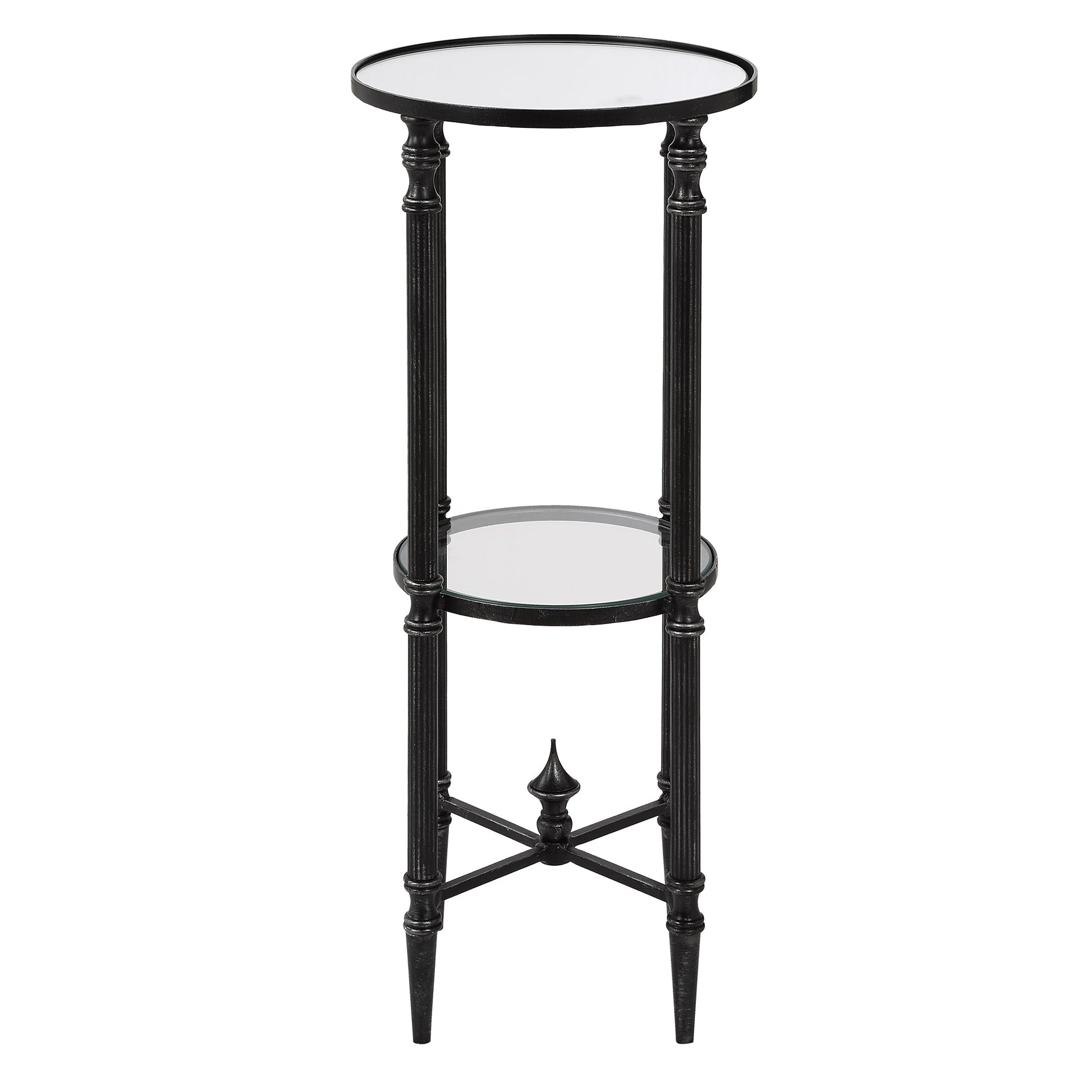 Henzler 22 W x 58 H x 22 D Silver Round Accent Table with Mirror Top
