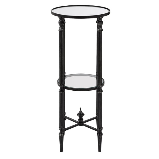 Henzler 22 W x 58 H x 22 D Silver Round Accent Table with Mirror Top