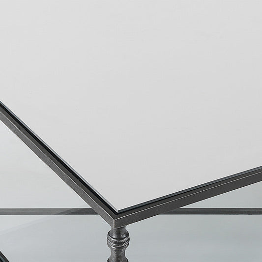 طاولة قهوة مستطيلة من هينزلر ذهبية اللون بمقاس 169 واط × 48 اتش × 108 دي، مع سطح مرآة Henzler 169 W x 48 H x 108 D Gold Rectangle Coffee Table with Mirror Top