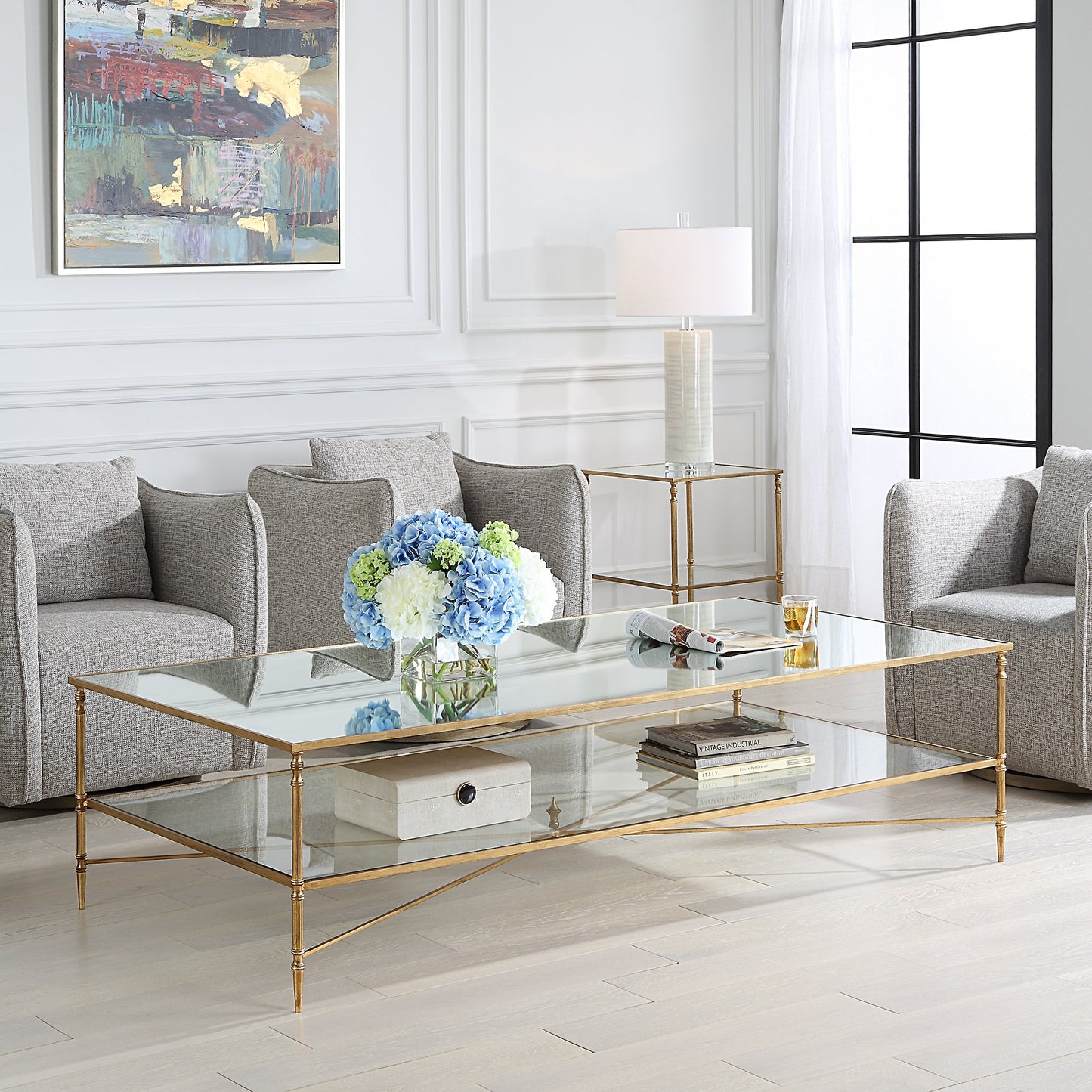 24293-SL-UTT |Henzler 181 W x 48 H x 91 D Rectangle Coffee Table with Mirror Top