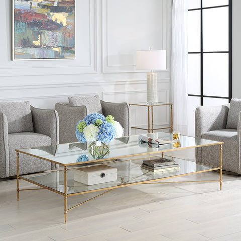 24293-SL-UTT |Henzler 181 W x 48 H x 91 D Rectangle Coffee Table with Mirror Top