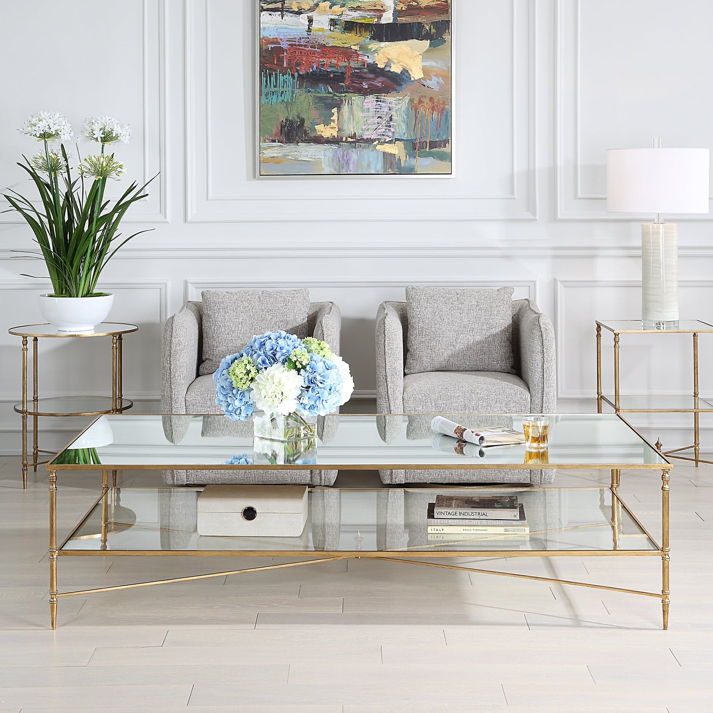 24293-N-UTT |Henzler 181 W x 48 H x 91 D Rectangle Coffee Table with Mirror Top