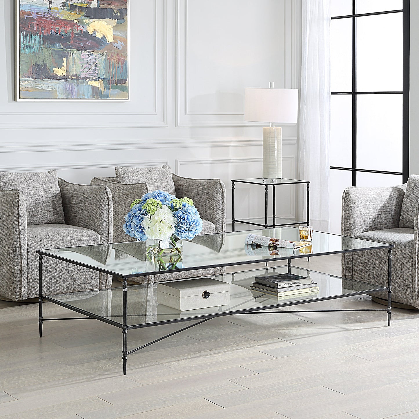 24293-N-UTT |Henzler 181 W x 48 H x 91 D Rectangle Coffee Table with Mirror Top