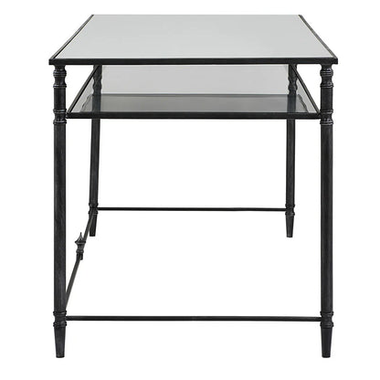 Henzler 132 W x 76 H x 71 D Rectangle Desk with Mirror Top-black