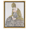 Edith with Striped Dress, Sitting, 1915 Framed Canvas