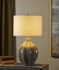 PERRY TABLE LAMP28''HT., CERAMICGREY CERAMIC FINIS