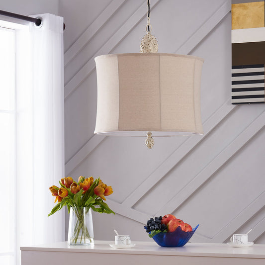The Resin Pendant Lamp with Oatmeal Linen Shade