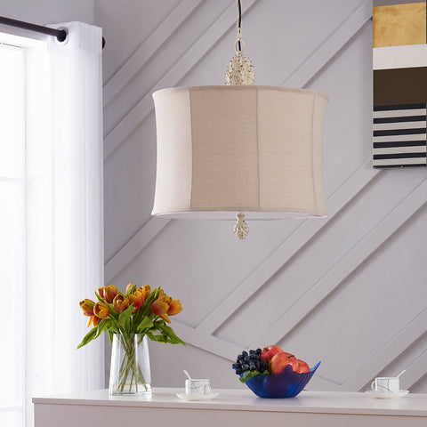 The Resin Pendant Lamp with Oatmeal Linen Shade
