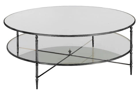 Henzler 126 W x 49 H x 126 D Black Round Coffee Table with Mirror Top-black