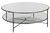 Henzler 126 W x 49 H x 126 D Black Round Coffee Table with Mirror Top-black