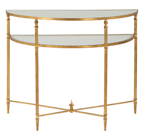 24304-UTT | Henzler 91 W x 76 H x 45 D Demilune Console Table with Mirror Top