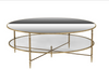 Henzler 126 W x 49 H x 126 D Black Round Coffee Table with Mirror Top-gold