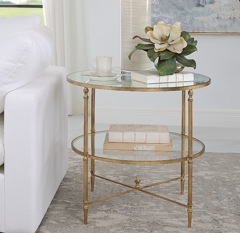 Henzler 68 W x 66 H x 68 D Silver Round End Table with Beveled Top
