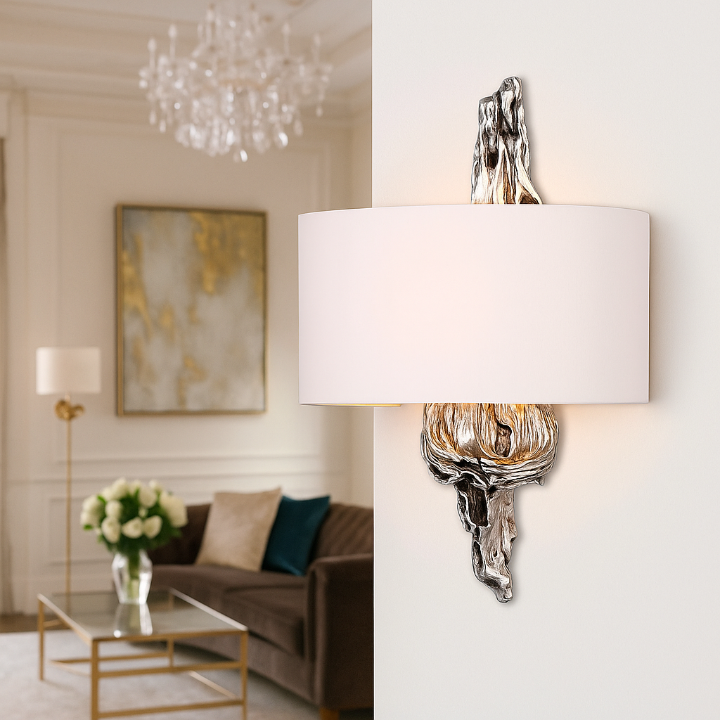 POLYRESIN  WALL SCONCE,SILVER