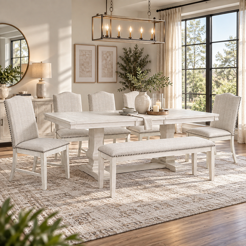 Hestigan Dining Set  5 Chairs W Bench
