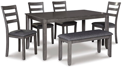 Bridson Dining Table and Chairs with Bench (Set of 6)