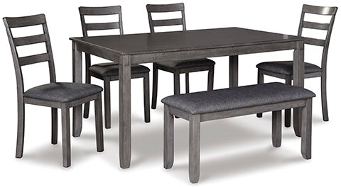 Bridson Dining Table and Chairs with Bench (Set of 6)