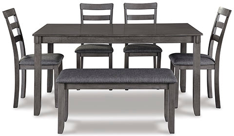 Bridson Dining Table and Chairs with Bench (Set of 6)