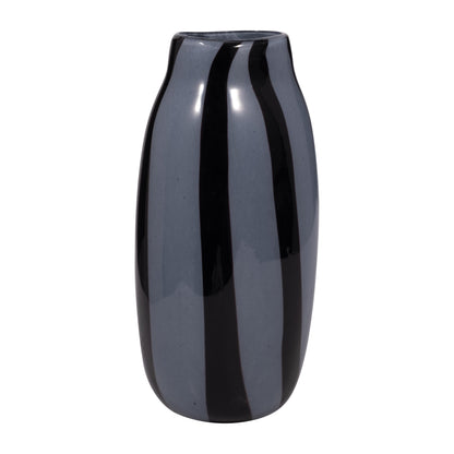 EV19436-03  14" CAHAN LARGE BLACK STRIPED VASE( Sagebrook Home  )