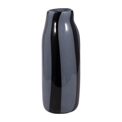 EV19436-03  14" CAHAN LARGE BLACK STRIPED VASE( Sagebrook Home  )